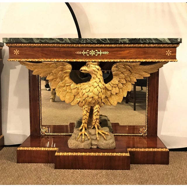 Monumental Federal Style Console Table with Carved Opposing Eagles - a Pair For Sale - Image 4 of 12