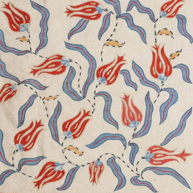 Contemporary 20"x21" 100% Silk Pillow Cover. Embroidered Throw Cushion. Handmade Lace Pillow For Sale - Image 3 of 8