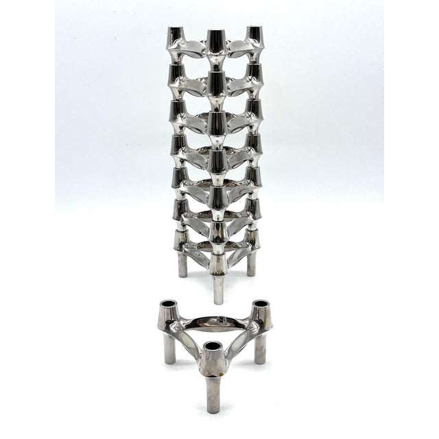 Modular Candleholders in Chrome-Plated Metal, Germany, 1960s, Set of 8 For Sale - Image 10 of 14