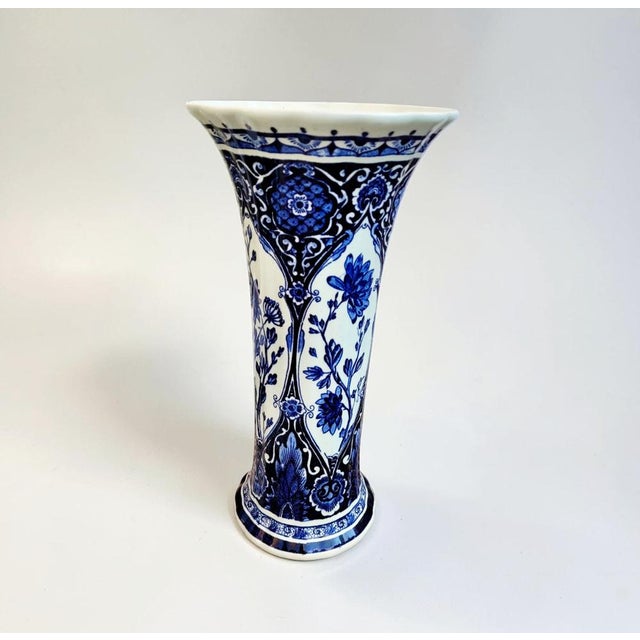 Delft Blue Pottery Trumpet Vases from Boch Royal Sphinx Maastricht, Holland, 1960s, Set of 2 For Sale - Image 15 of 18