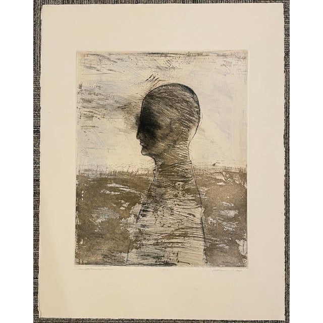 1960s 1969 William Patterson Head of Da Vinci Modern Etching For Sale - Image 5 of 5