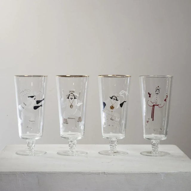 Glasses with Three Musketeers and Cardinal Richelieu, 1960s, Set of 4 For Sale - Image 4 of 10