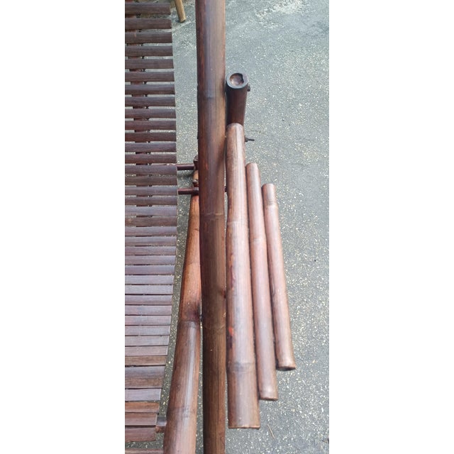 Bamboo and Wooden Slats Deck Chair, 1970s For Sale - Image 12 of 14
