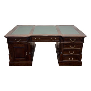 English Partner Desk in Teak For Sale