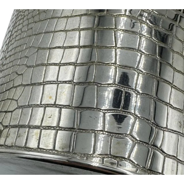 Metal Vintage Christian Dior Silver Plated Croc Ice Bucket Made in Italy For Sale - Image 7 of 12