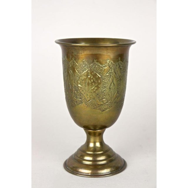 Elaborately handcrafted, intricately decorated set of two late Biedermeier brass goblets/ mugs from the so-called "second...