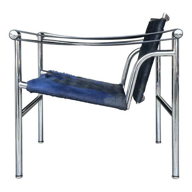 LC1 Blue and Black Ponyskin Armchair by Le Corbusier for Cassina, 1990s For Sale