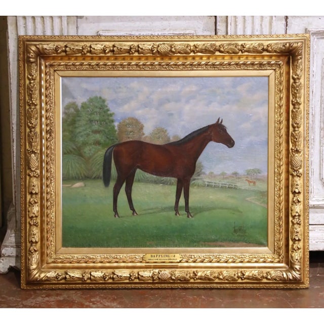 Early 20th C. Oil on Canvas Horse Painting in Gilt Frame by Thomas Toher, 1925 For Sale In Dallas - Image 6 of 11