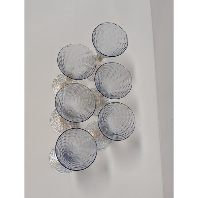 Mid-Century Modern 1960s Venetian Murano Ice Blue & Gold Aventurine Hand-Blown Wine Goblet For Sale - Image 3 of 6