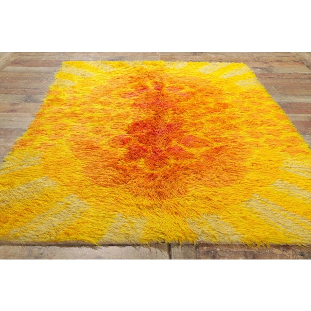 Textile Vintage Danish Rya Rug - 04'06 X 06'04 For Sale - Image 7 of 9