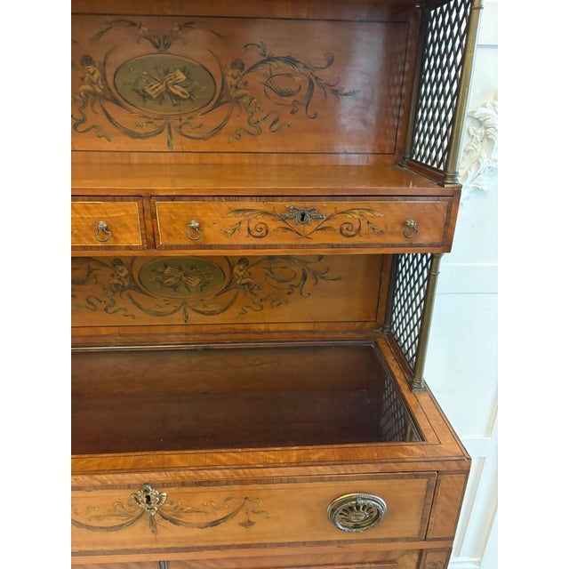Antique Georgian Sheraton Satinwood Marquetry Inlaid Display Cabinet, 1800 For Sale - Image 16 of 18