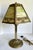 Late 19th Century Antique Edward Miller E. M. Co. Green & Custard Slag Glass Table Lamp For Sale - Image 5 of 12