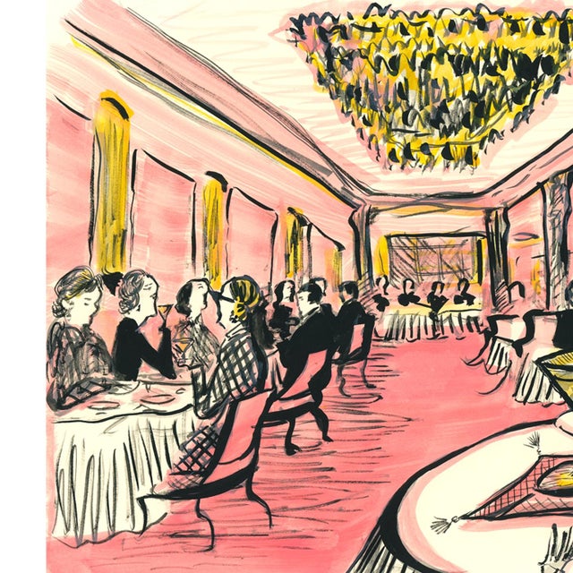 Dinner at San Ambroeus Original Contemporary Figurative Print by Pauline De Roussy De Sales For Sale - Image 4 of 5