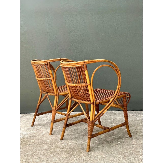 Vintage 1940s Danish Tove Kindt Larsen for Robert Wengler Stick Rattan Lounge Chairs - A Pair For Sale - Image 10 of 12