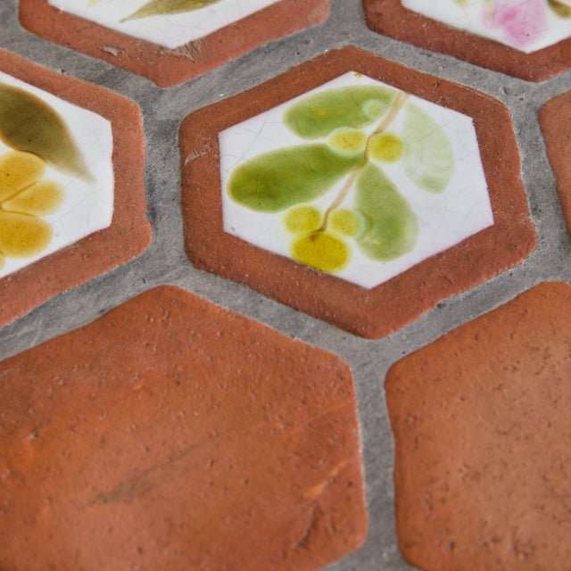 French Hexagonal Floral Ceramic Tile Coffee Table by Roger Capron No. 02, 1950s For Sale - Image 10 of 11