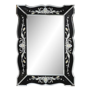 Hollywood Shadow Box Mirror in Reverse Etched & Beveled Eglomise Detailing For Sale