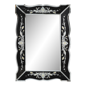Hollywood Shadow Box Mirror in Reverse Etched & Beveled Eglomise Detailing