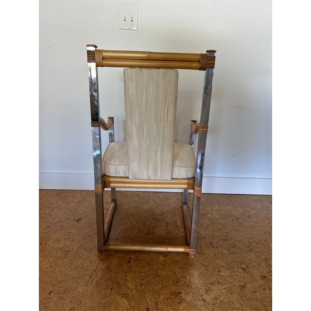 Vintage Chrome and Bamboo Lounge Chair For Sale - Image 10 of 12