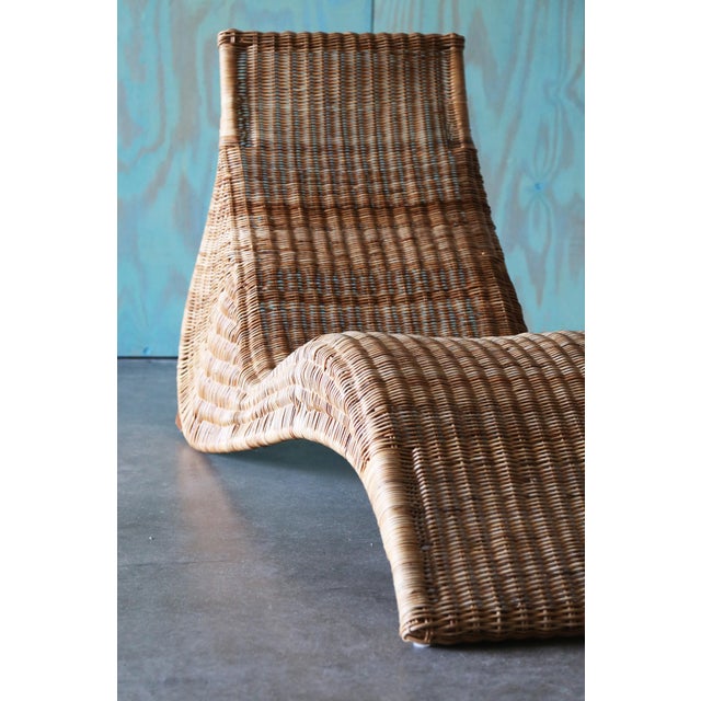 Karl Malmvall for Ikea "Karlskorna" Woven Rattan Chaise Lounge Chair C. 1990s For Sale - Image 10 of 12