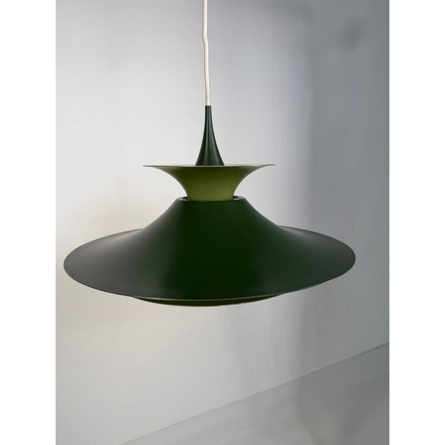 Radius Pendant Lamp in Dark Green by Erik Balslev for Fog & Mørup, Denmark, 1970s For Sale - Image 3 of 9