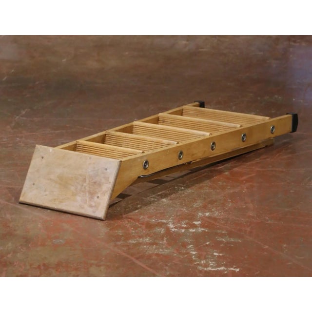 Mid-Century French Solid Pine Folding Six-Step Ladder For Sale - Image 11 of 13