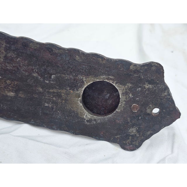 Antique 1910s Hand-Forged Wrought Iron Door Pull 24" Twist Grip W/ Keyhole For Sale - Image 18 of 18