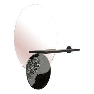 Cracked Black Balance-Mirror by Elisa Strozyk For Sale