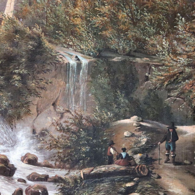 M.G., Landscape with Castle, 18th Century, Oil Painting on Canvas, Framed For Sale - Image 14 of 18