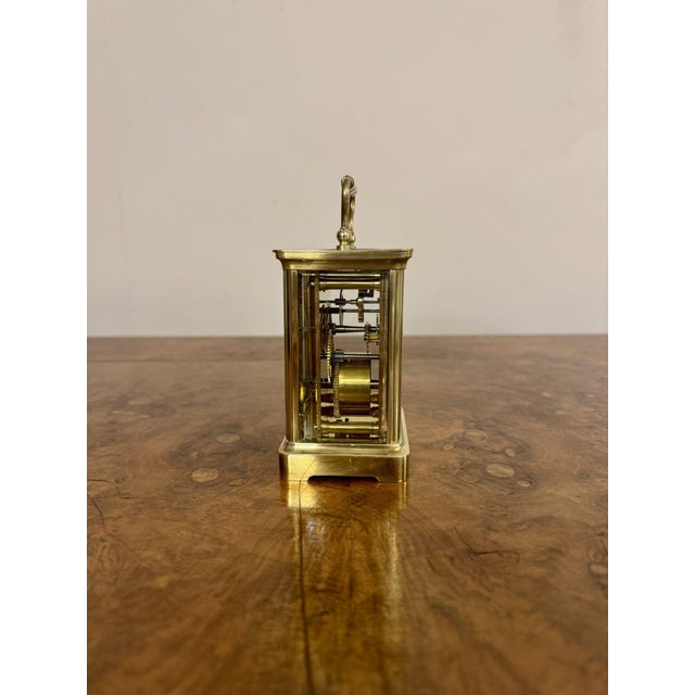 Antique Victorian Brass Carriage Clock, 1880 For Sale - Image 4 of 5