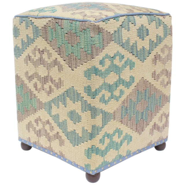Shabby Chic Kilim Handmade Ottoman For Sale - Image 10 of 10
