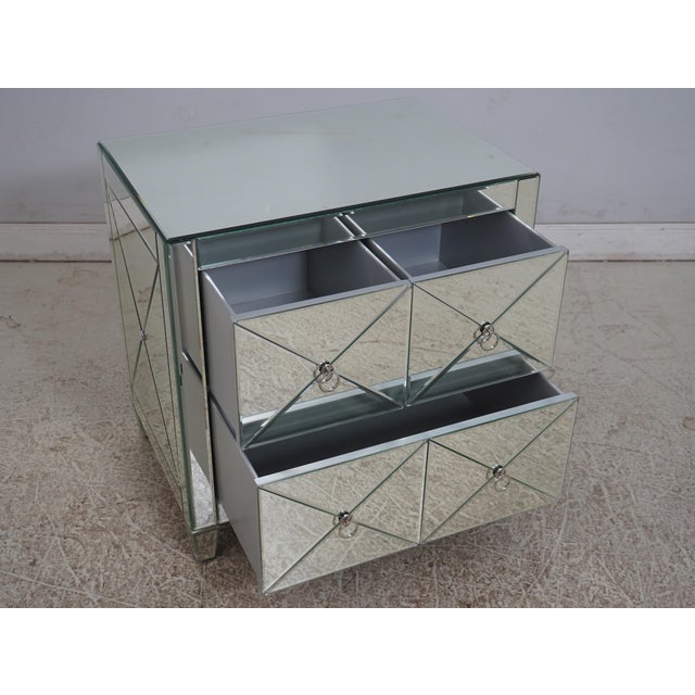 Maitland - Smith 1980s Pair of Maitland Smith Beveled Mirror Clad 4 Drawer Nightstands For Sale - Image 4 of 18