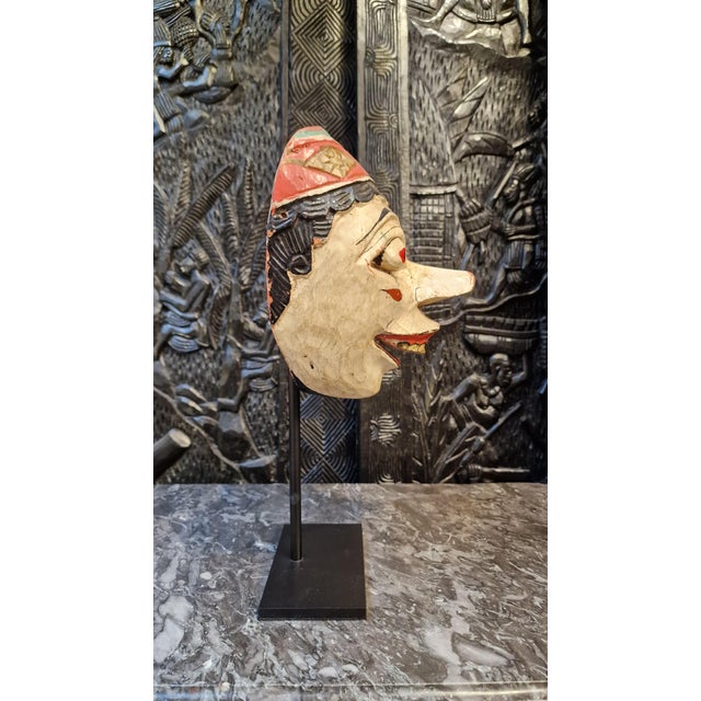 Wood Balinese Mask on a Stand, 1950s For Sale - Image 7 of 9