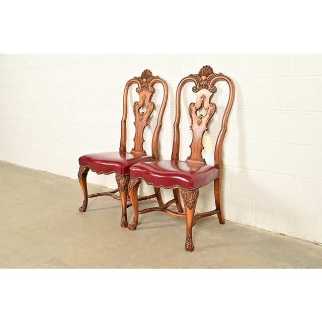 Berkey & Gay Berkey & Gay Antique Georgian Burled Walnut Side Chairs or Dining Chairs, Pair For Sale - Image 4 of 13