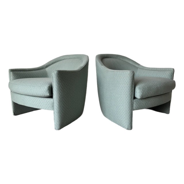 1980’s Vintage Selig Imperial-Style Barrel Back Upholstered Club Chairs – A Pair For Sale