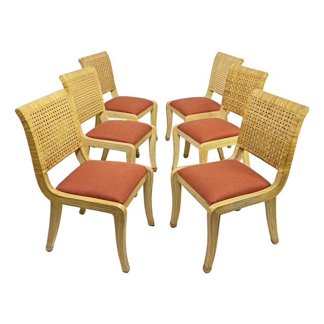 C. 19070s McGuire Style Pencil Reed and Cane Dining Chairs - Set/6 For Sale