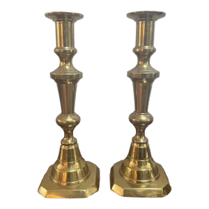 Pair of Mid-19th Century English Brass Candlesticks