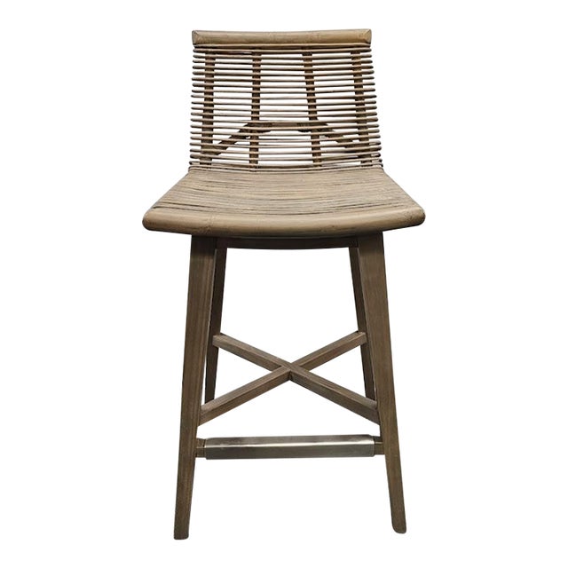 Interlude Home Sanibel Counter Stool in Narragansett Grey For Sale