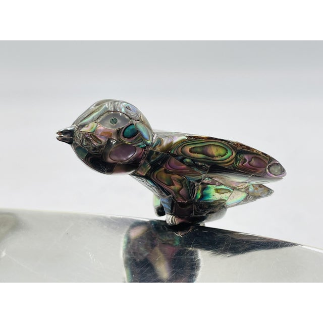Vintage Footed Tray With Abalone Bird by Los Castillo, Mexican Modernism For Sale - Image 14 of 18