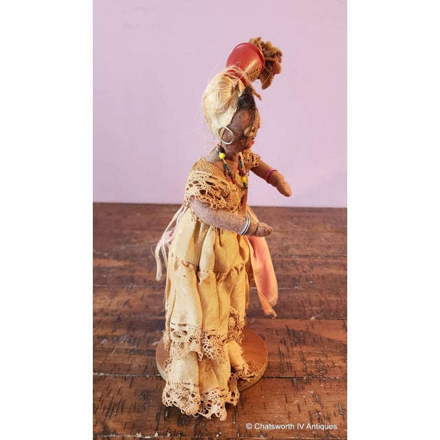 Vintage Hand-Made Cloth & Wire Female Woman Doll W/ Jug, C1940s For Sale - Image 4 of 8