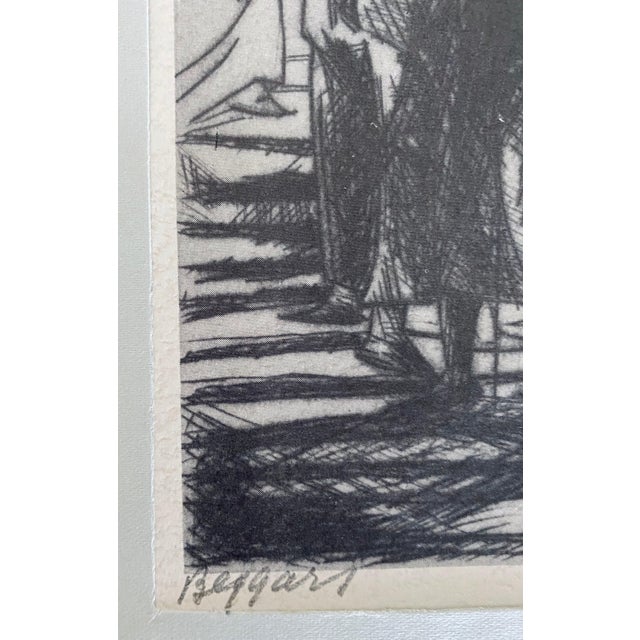 Early 20th Century Isaac Lichtenstein 1, Bezalel School Jerusalem Israeli Judaica Etching - Beggars For Sale - Image 5 of 8