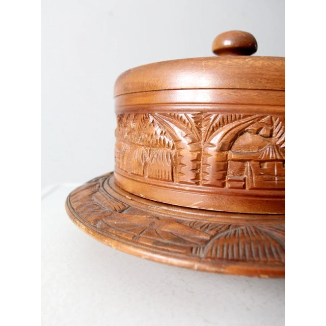 Brown Vintage Carved Wood Cake Stand For Sale - Image 8 of 10