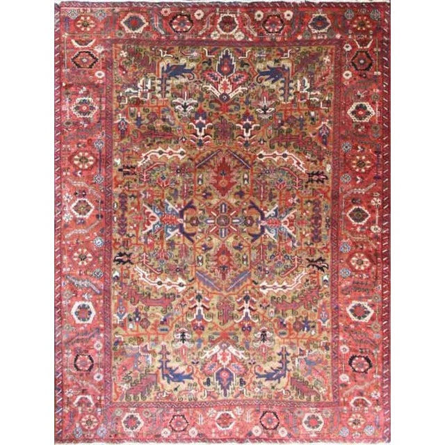 .Antique Persian Heriz Carpet, 7'4" X 9'10" For Sale - Image 9 of 9