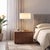 Modern Slimline Scallop Table Lamp - Handcrafted Weathered Brass Steel Body, White Linen 16x8 Drum Shade, 29 Inch Tall, Body Dimmer - Modern Design For Sale In Los Angeles - Image 6 of 6