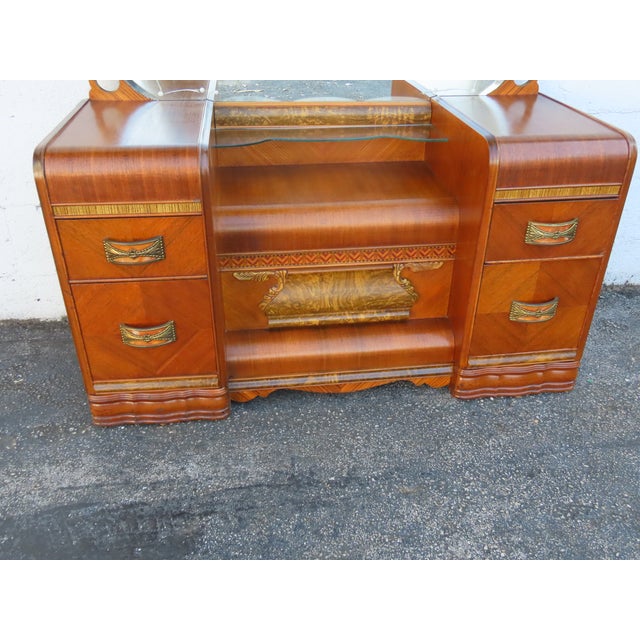 1920s Art Deco Water Fall Inlay Vanity Makeup Table 6300 For Sale - Image 16 of 18