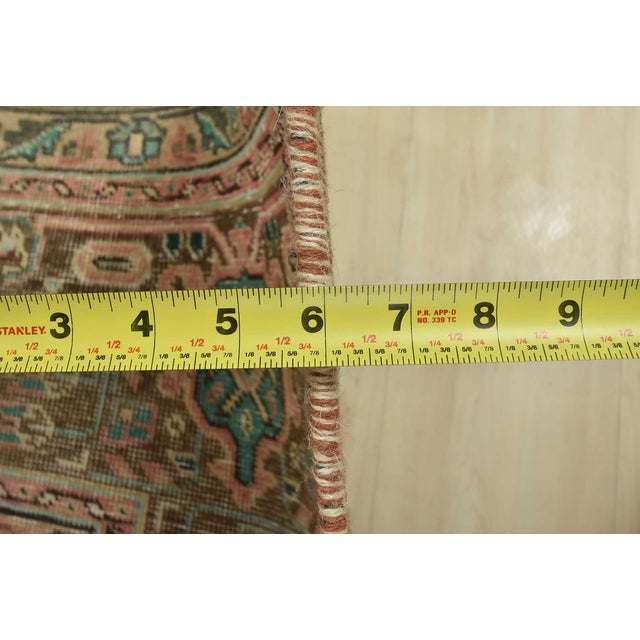 Tabriz Rug 9’8” X 12’7” Pink Wool Vintage Distressed Hand-Knotted Carpet For Sale - Image 13 of 15