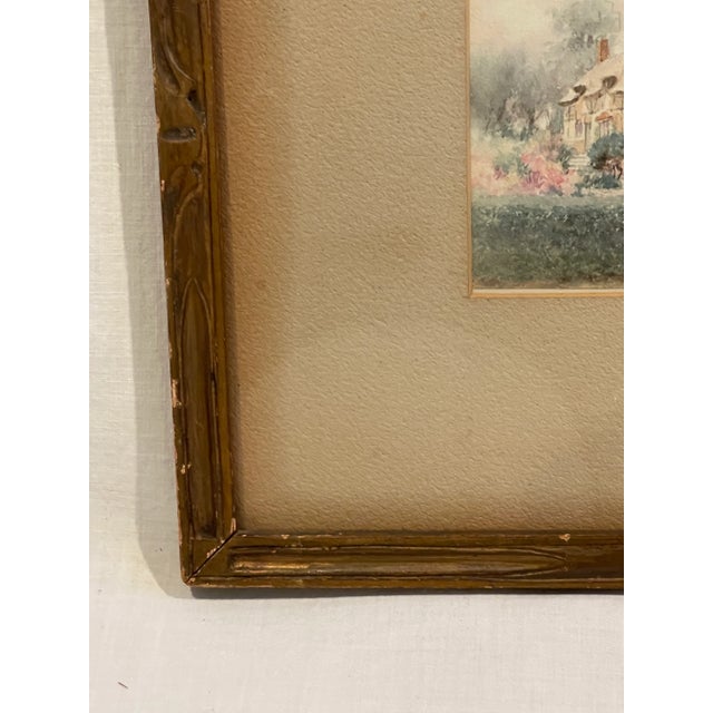 Jane Brewster Reid Cottage Floral 1930's Watercolor Anne Hathaway's, Framed For Sale - Image 13 of 15