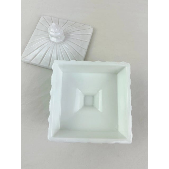 Glass 1950s Westmoreland Old Quilt Milk Glass Candy Dish For Sale - Image 7 of 10