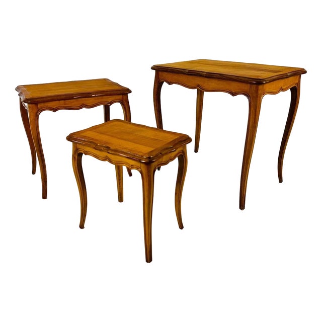 Vintage French Nesting Tables, 1930s, Set of 3 For Sale