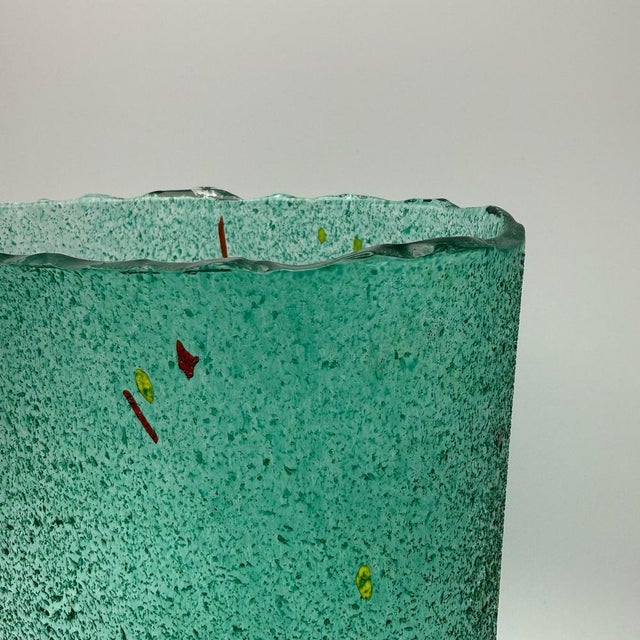 Kosta Boda Large Emerald Green Antikva Glass Vase with Color Inclusions by Bertil Vallien for Kosta Boda, 1990s For Sale - Image 4 of 14