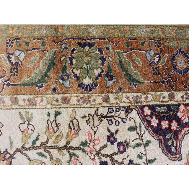 Silk Turkish Rug With Botanical Designs, Including Stylized Leaves For Sale - Image 9 of 16